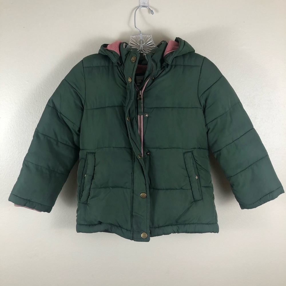 Mini Boden Girl’s Green and Pink Puffer Co…